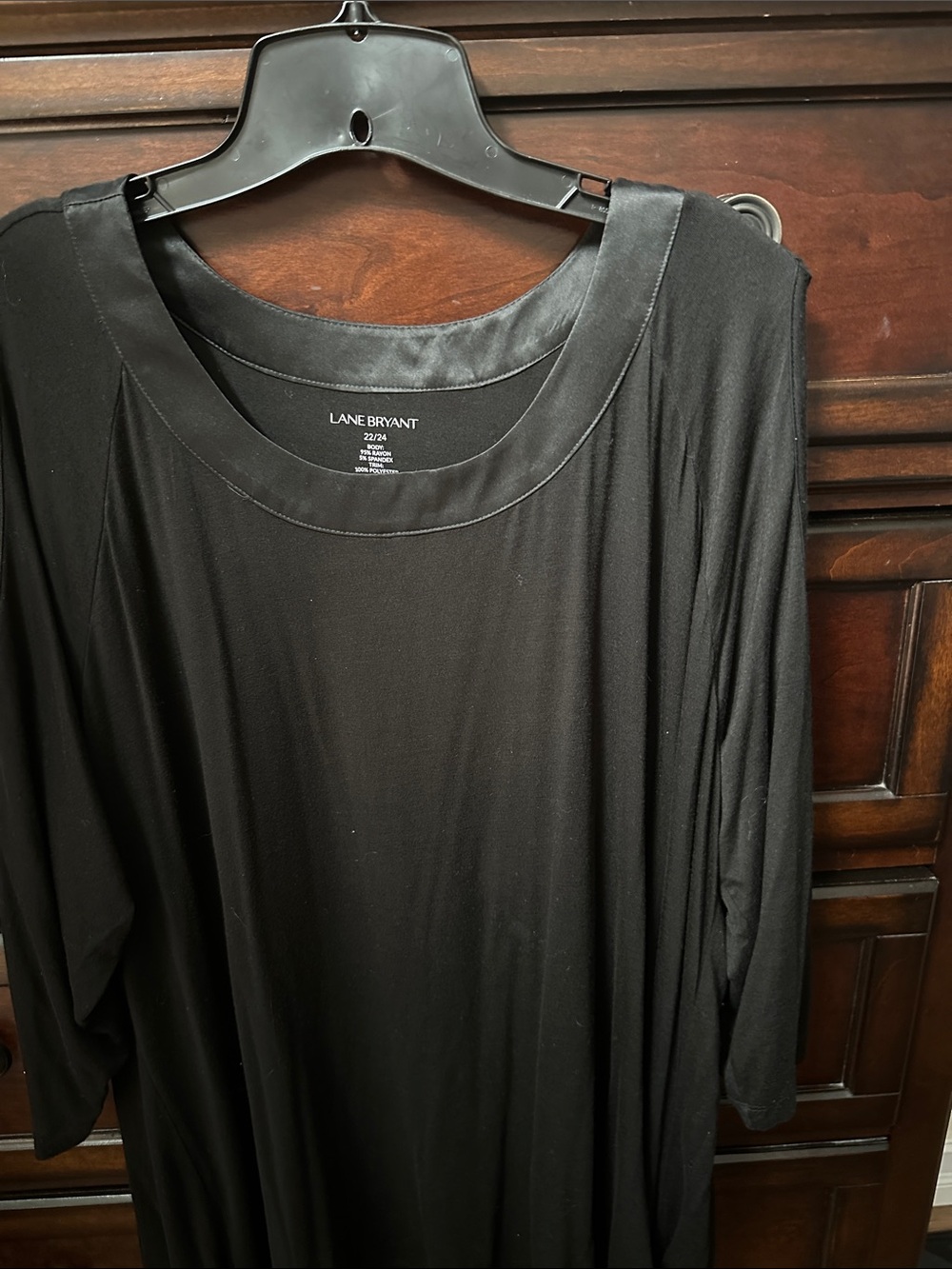 Lane Bryant Black Scoop Neck Tunic with Satin Trim